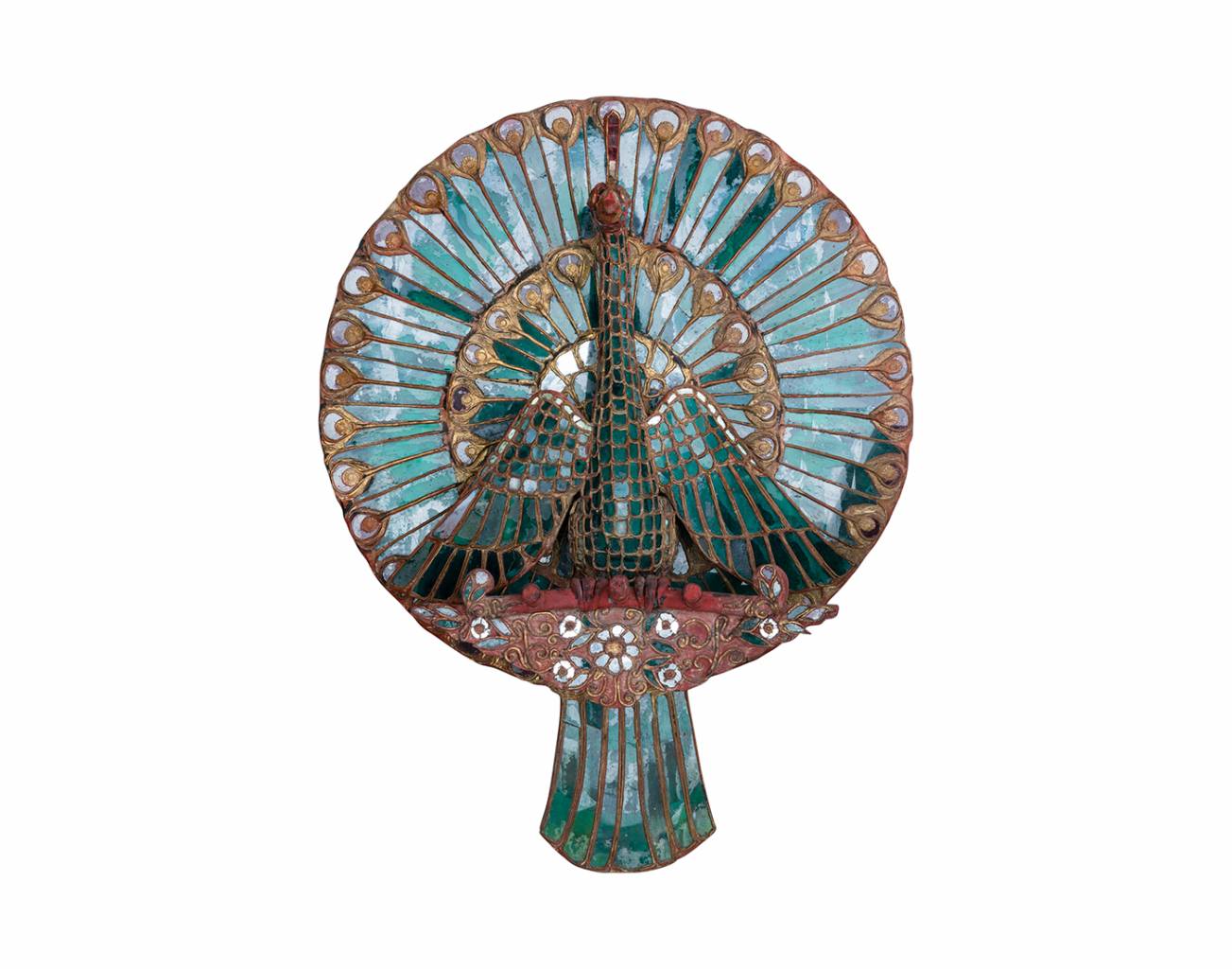 Burmese Ornate Glass Peacock Coat Hangers