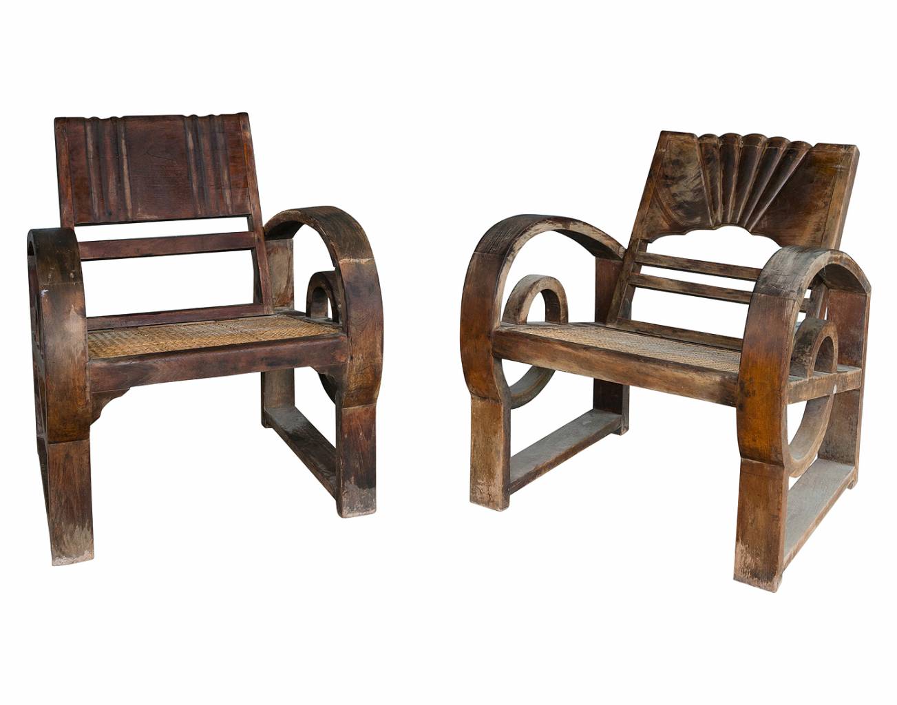 Burmese Wood Arm Chairs