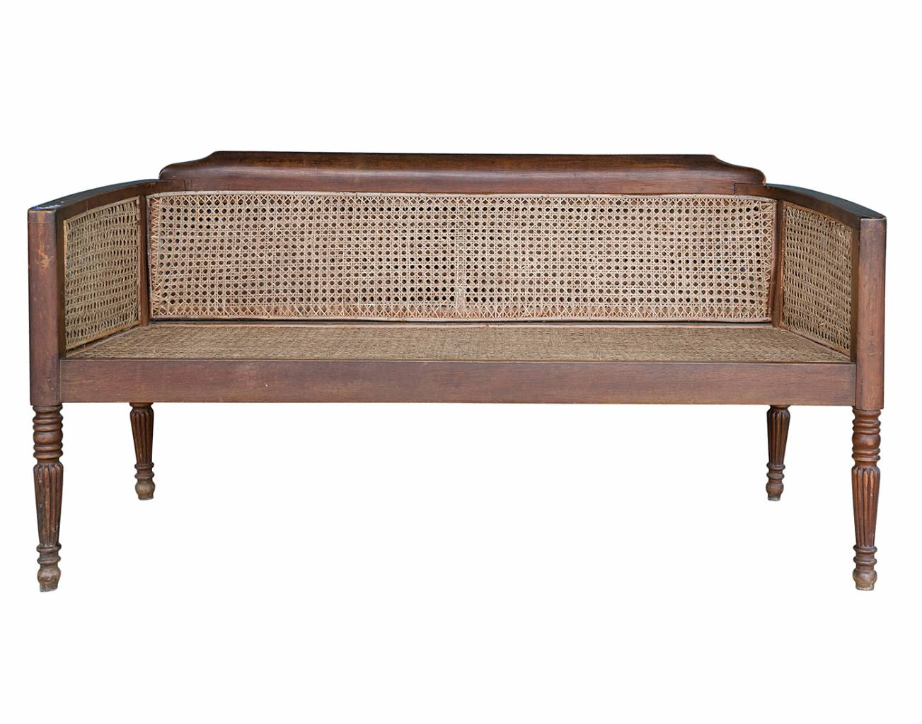 Burmese Wood & Rattan Sofa