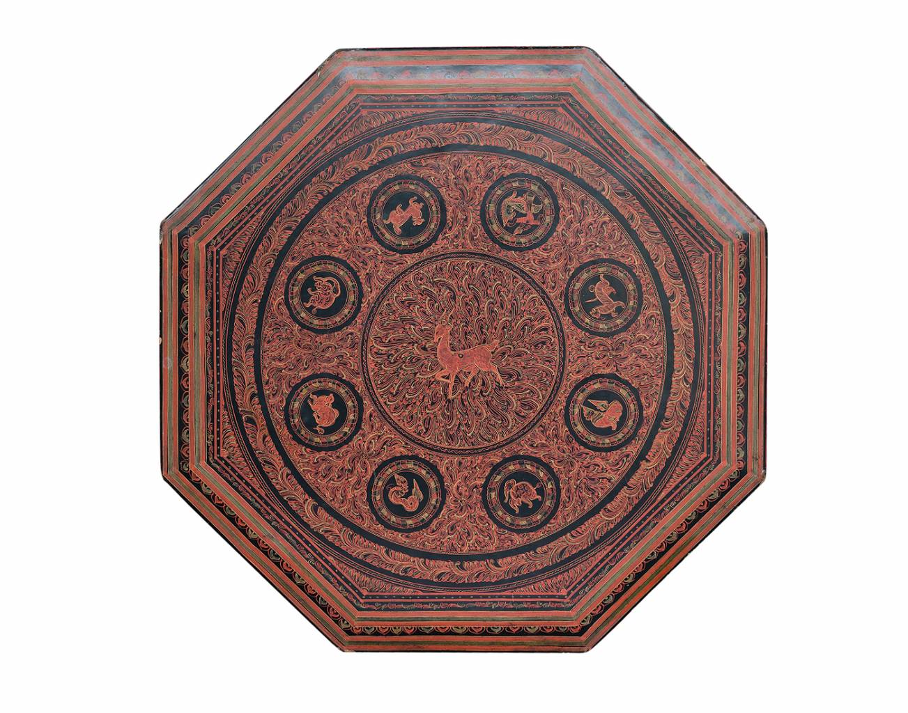 Burmese Octagonal Lacquered Table Top