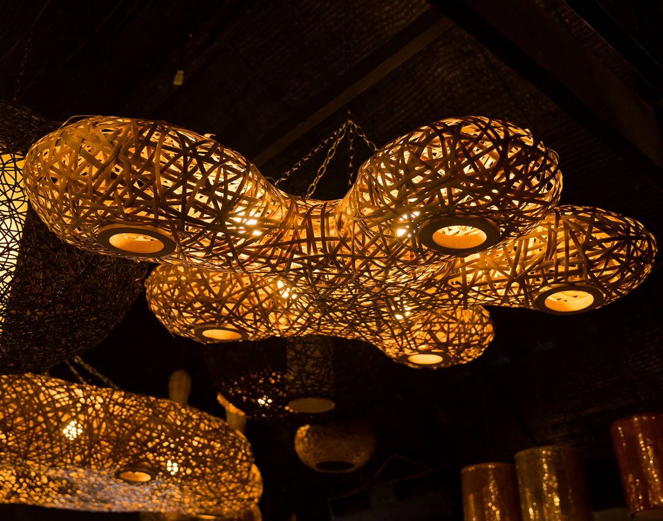 Bamboo Amoeba Ceiling Light