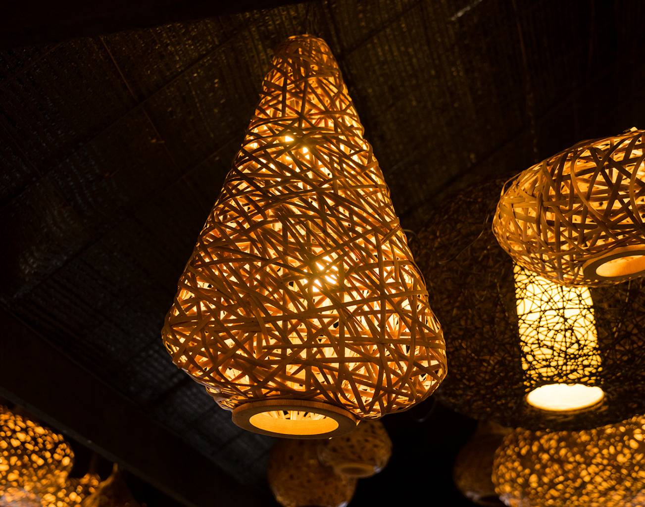 Bamboo Teardrop Ceiling Pendant