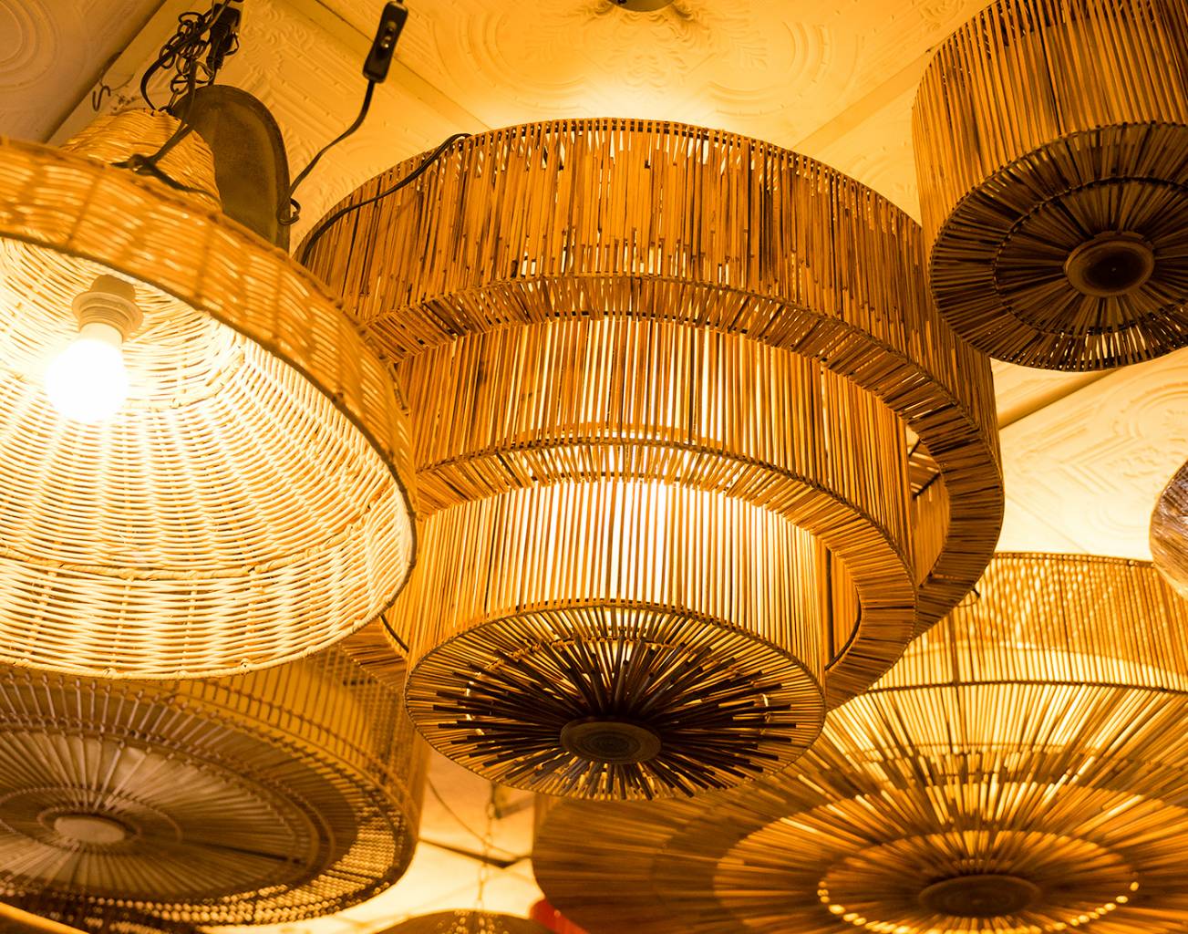 Tiered Bamboo Stick Ceiling Light