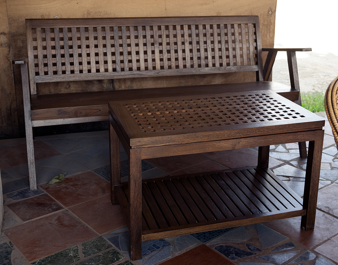 Teak Lattice Sofa & Table