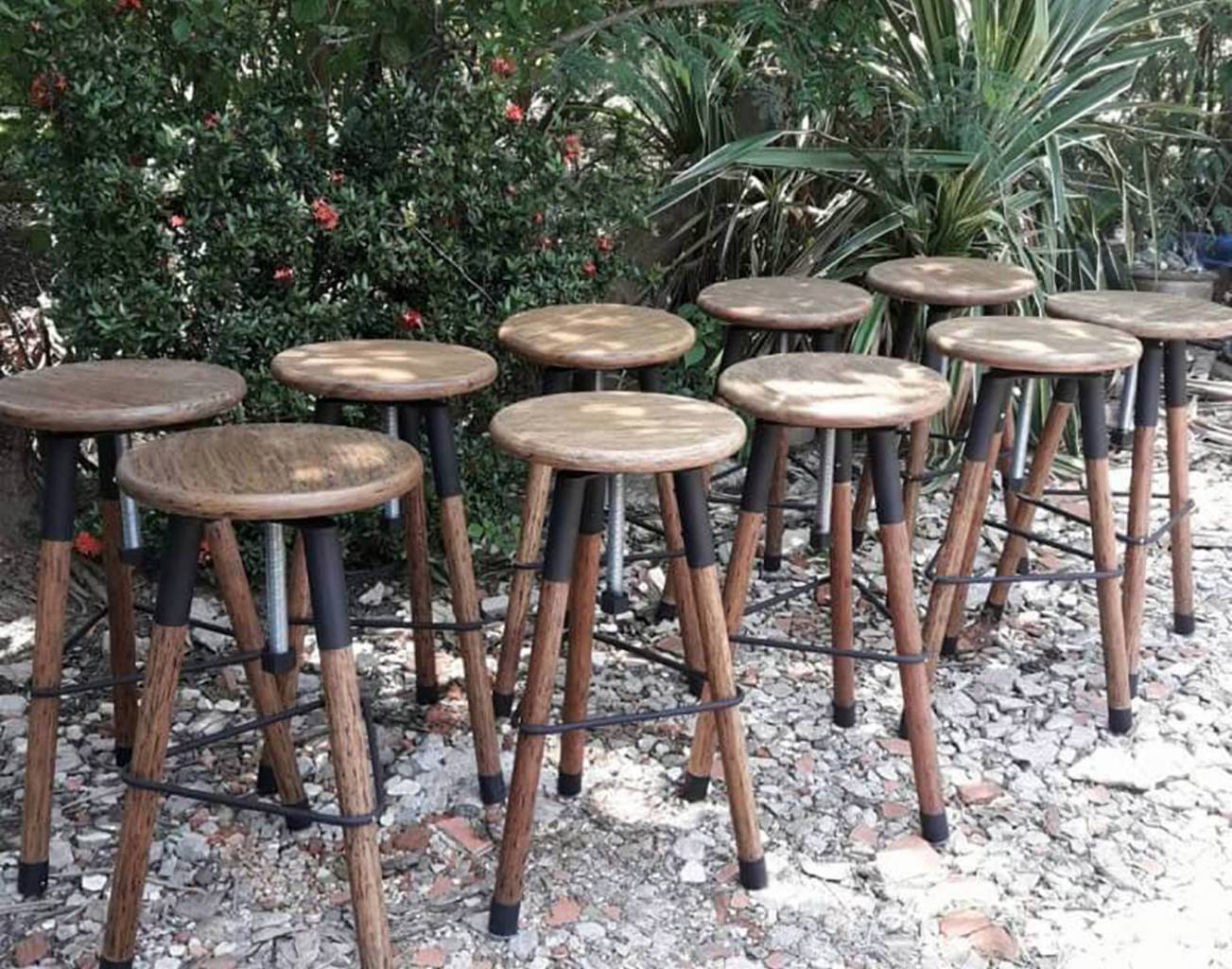 Bar Stools Teak & Iron