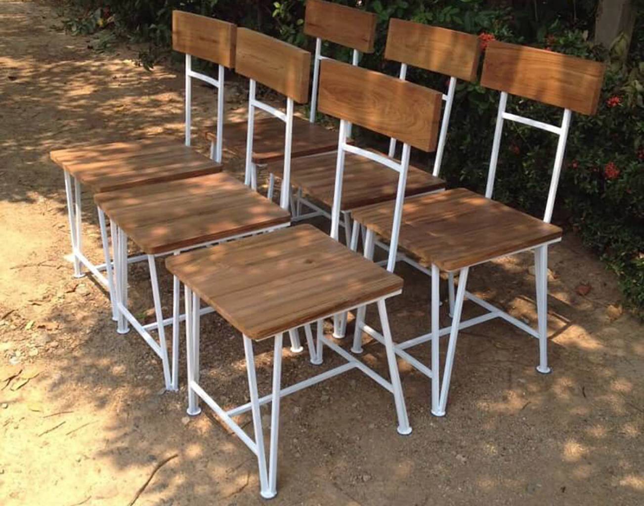 Iron Frame Teak Chairs